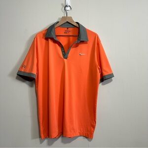 Nike Orange and Gray Polo Shirt with Contrasting Collar Size Large Mens Golf
